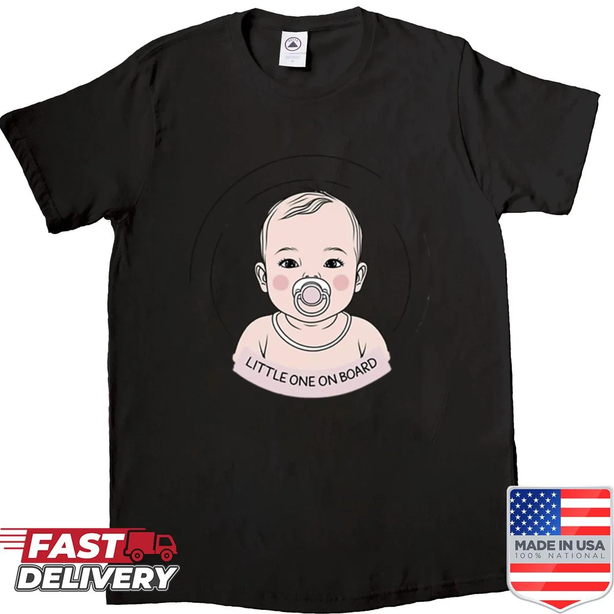 Cartoon-inspired Baby On Board shirt with cute graphic for parents