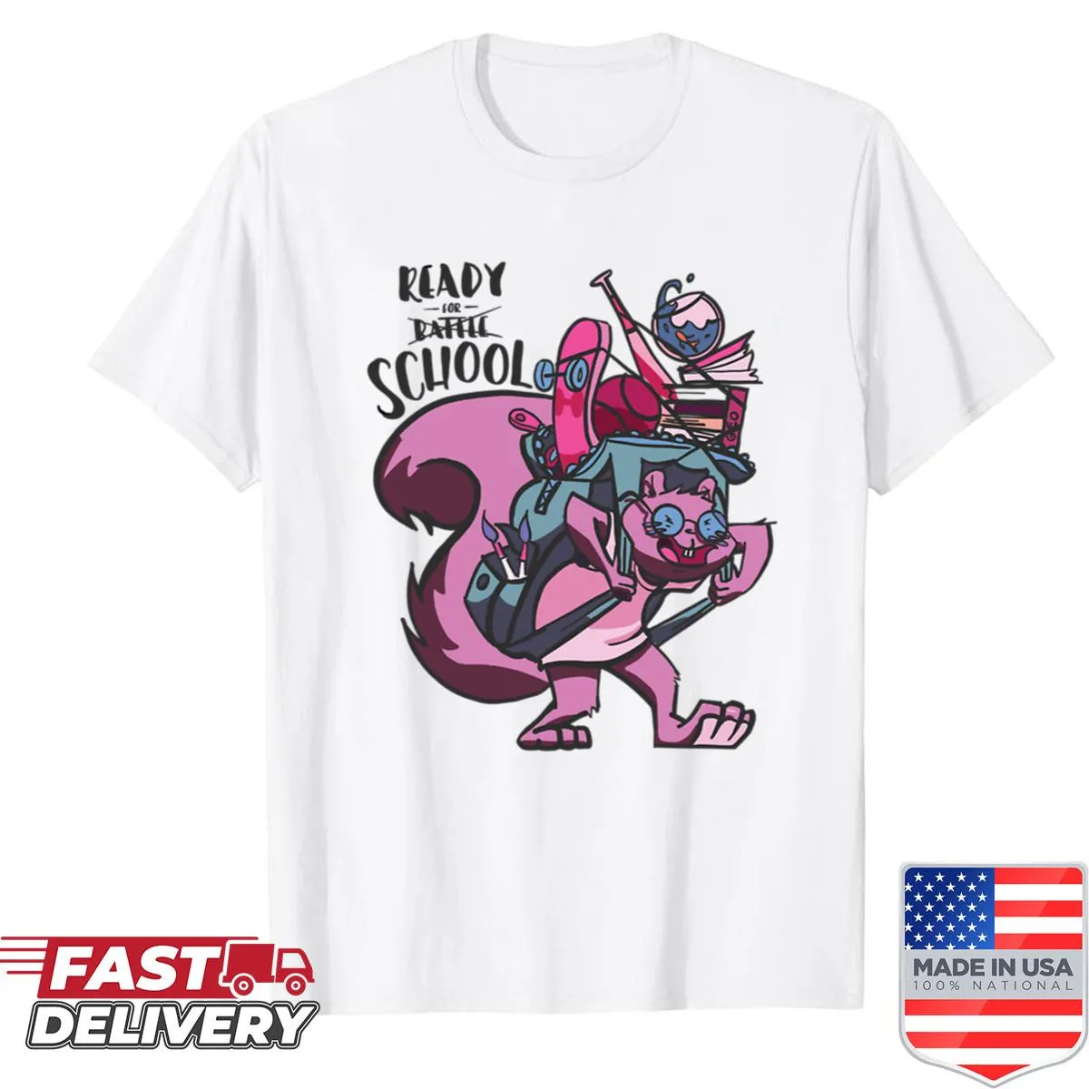 Funny shirt blending school and battle themes