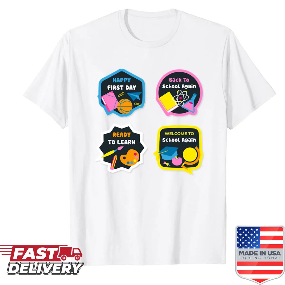 Cheerful shirt celebrating the return to school