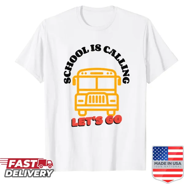 Playful Back to School Bus design shirt with cheerful text