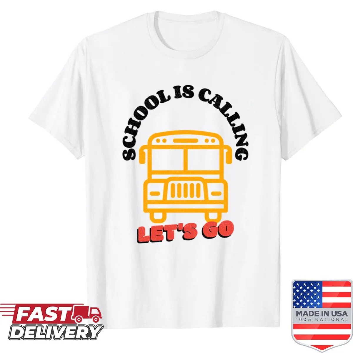 Playful Back to School Bus design shirt with cheerful text