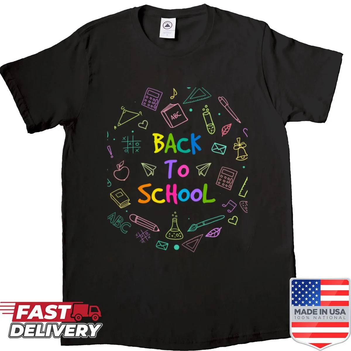 Chalk doodle design shirt for back to school