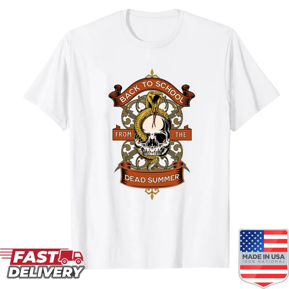 Dark humor shirt featuring a skull and snake design