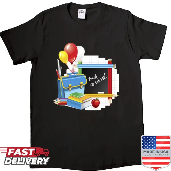 Graphic shirt celebrating education with playful design