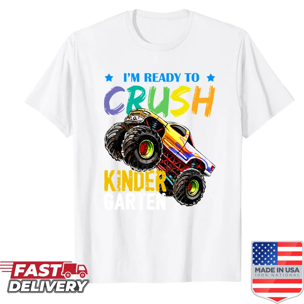 Playful kindergarten first day shirt for kids ready to learn