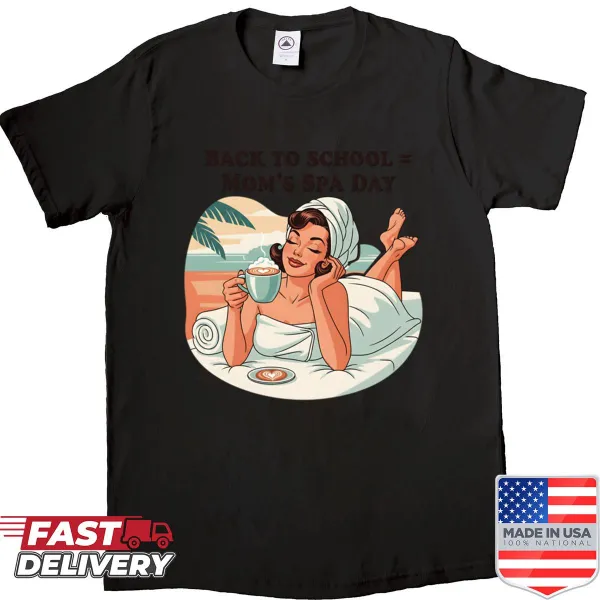 Funny oversized shirt for moms featuring 'Moms Spa Day' retro design.