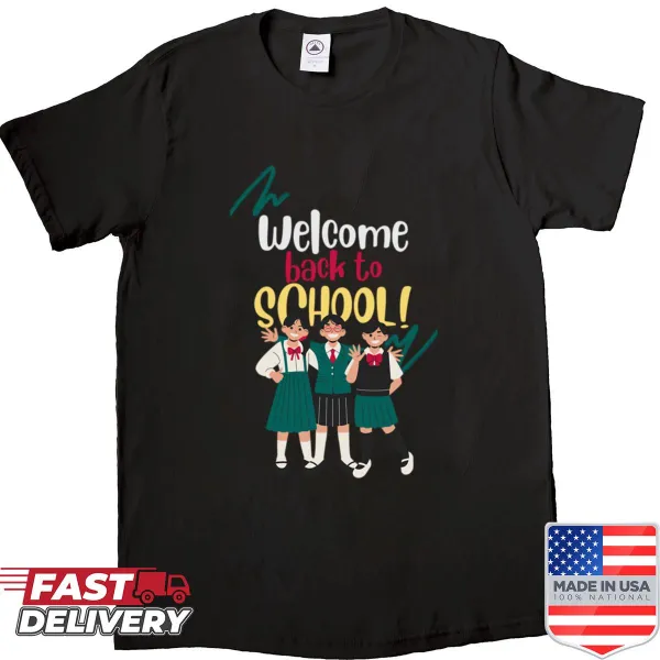 Fitted scoop shirt featuring happy face graphics for teachers and students