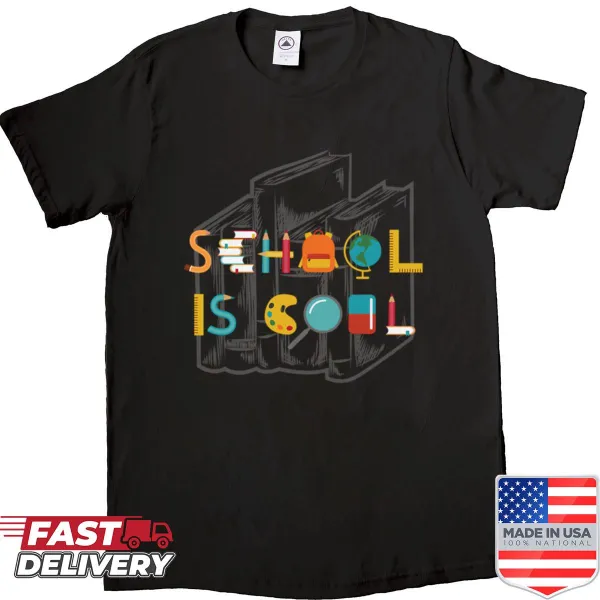 Oversized shirt with the phrase 'School Is Cool'