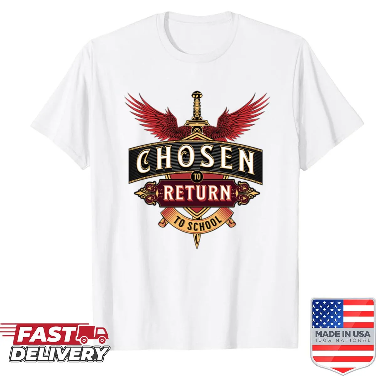 Back to school shirt with playful text for students returning to class