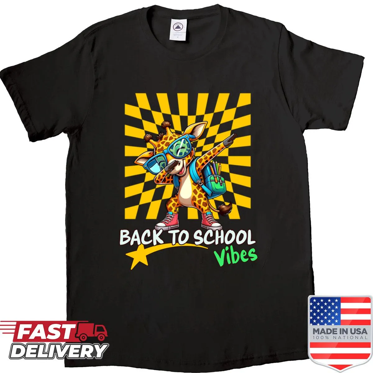 Positive vibes design on a back-to-school themed shirt