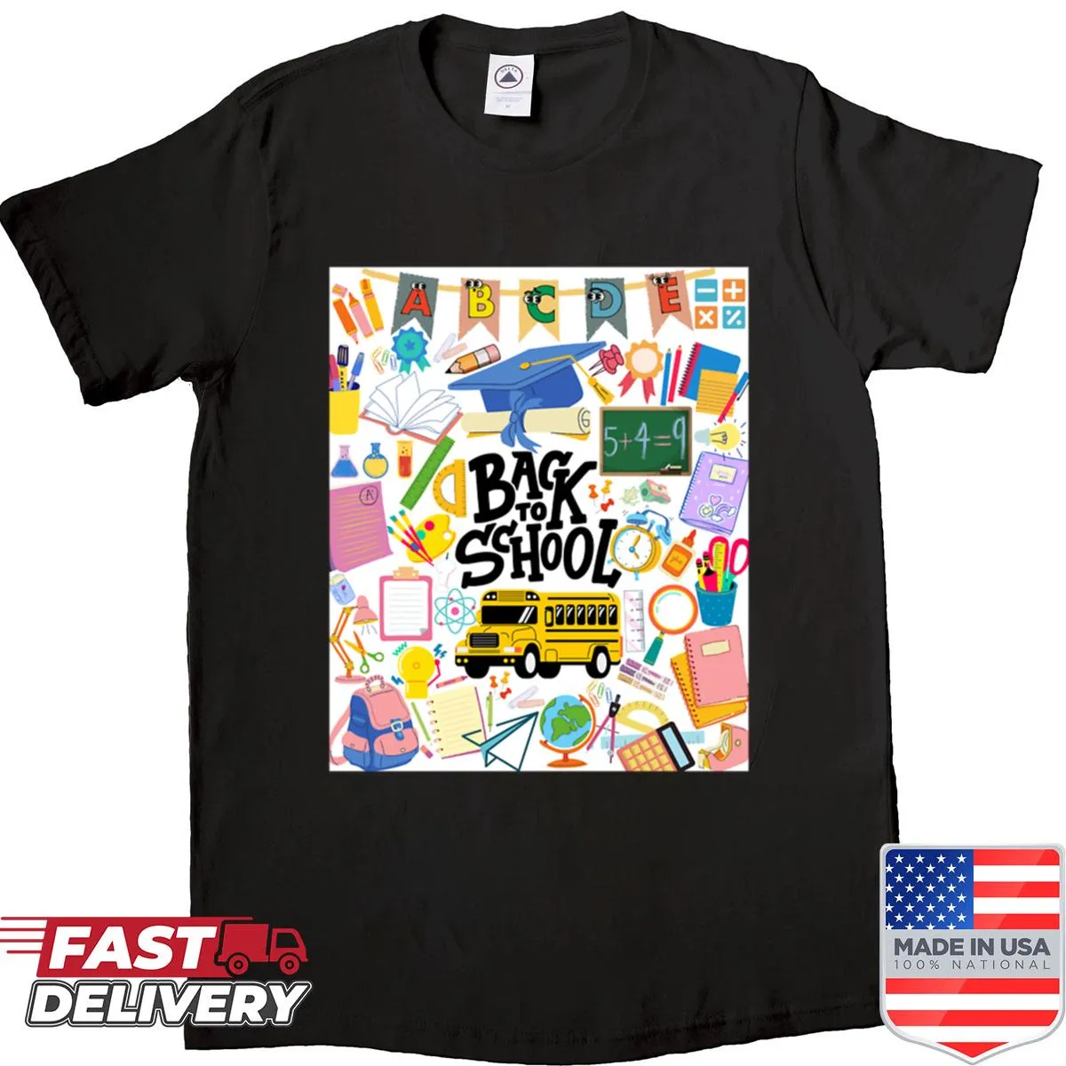 Oversized back to school shirt with playful graphics