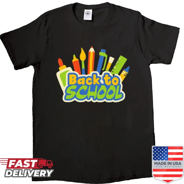 Word art design celebrating education on an oversized back-to-school shirt