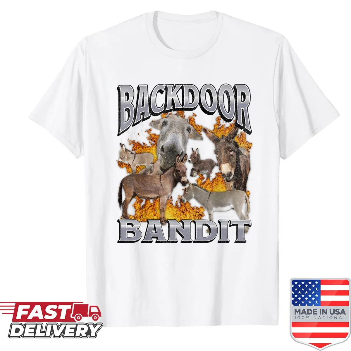 Funny donkey meme graphic with the phrase 'Backdoor Eats'.