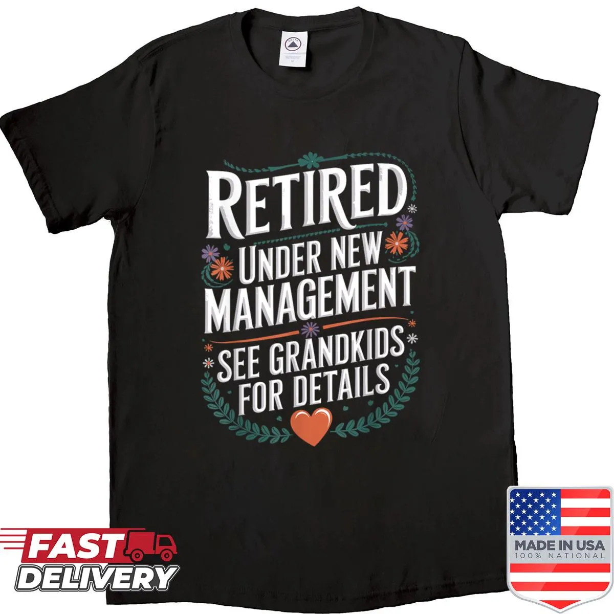 Artistic retirement-themed graphic shirt for grandpas