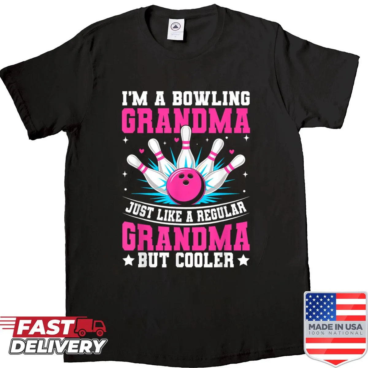 Cute grandma bowling illustration shirt