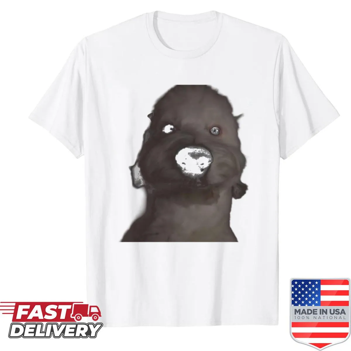 Whimsical shirt featuring a cartoon dog named Brian