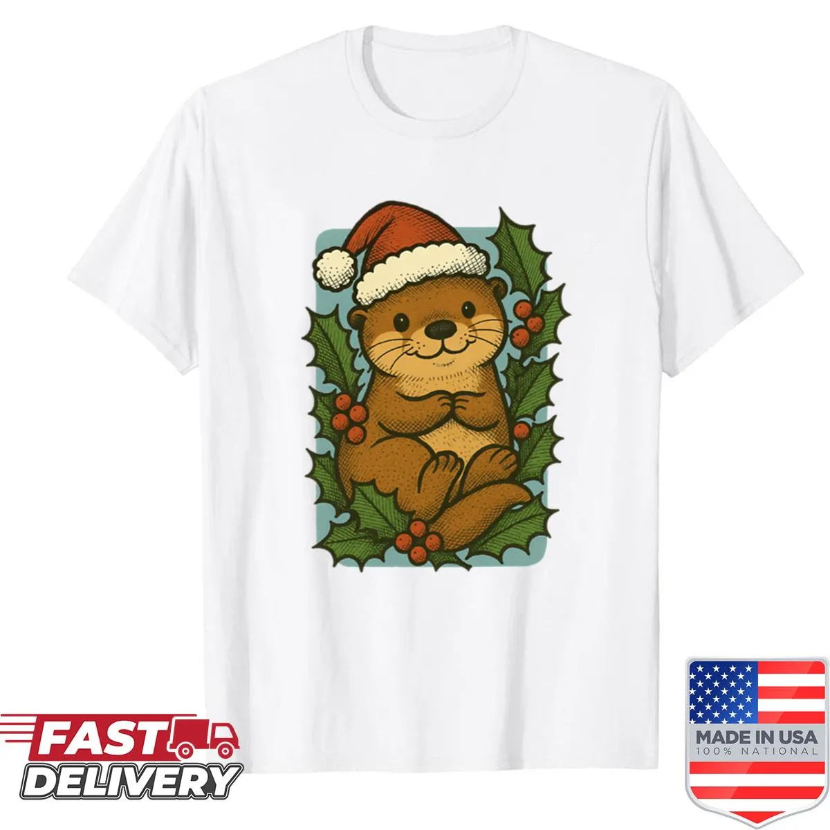 Cute otter shirt for Christmas celebrating the holiday season