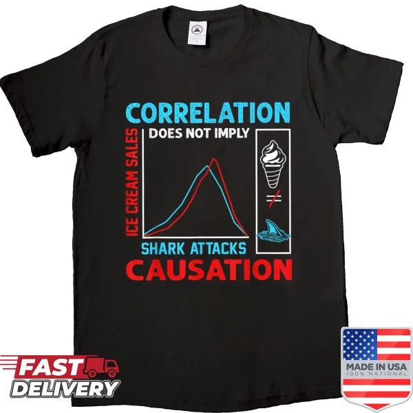 Funny academic shirt about correlation and causation