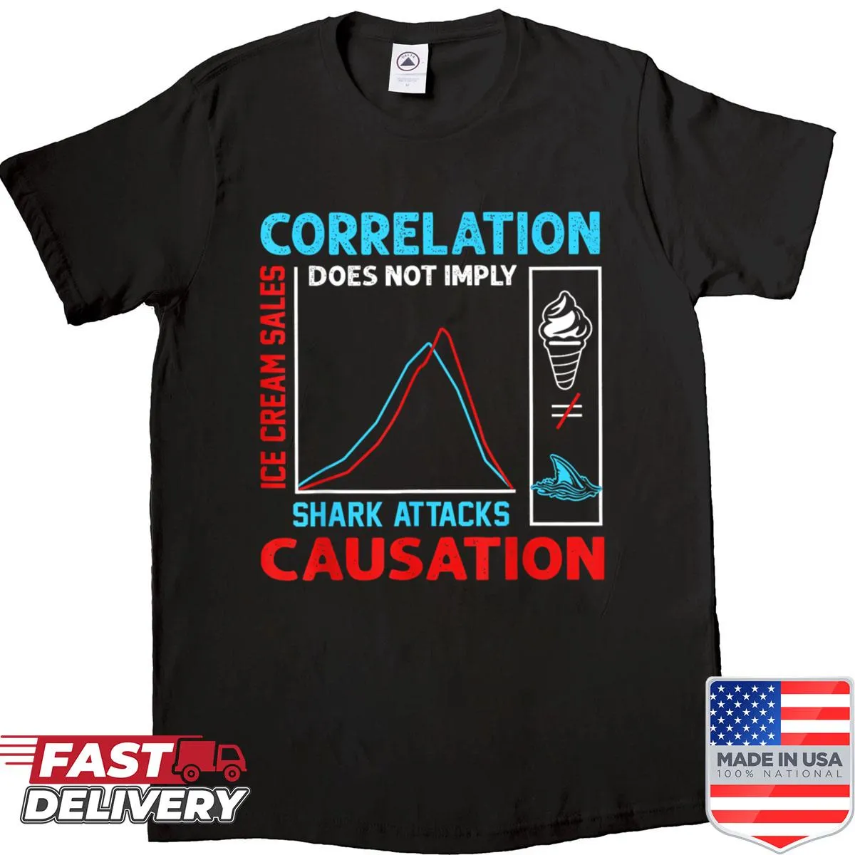 Funny academic shirt about correlation and causation