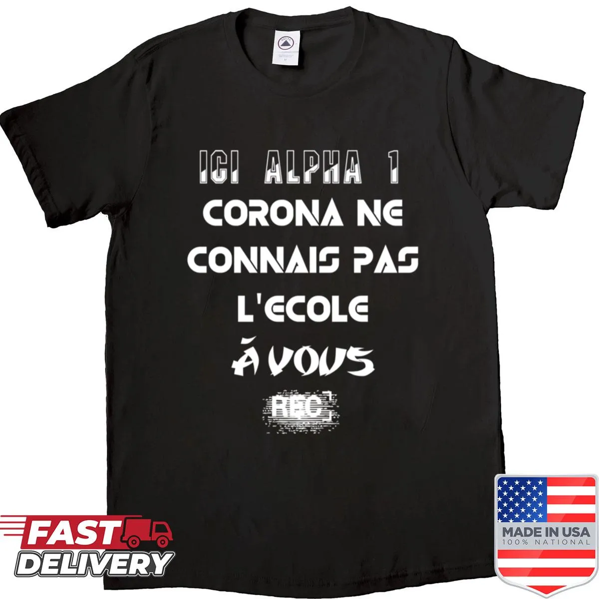 Oversized T-shirt featuring the phrase 'Covid Doesn’t Know At School' in bold typography