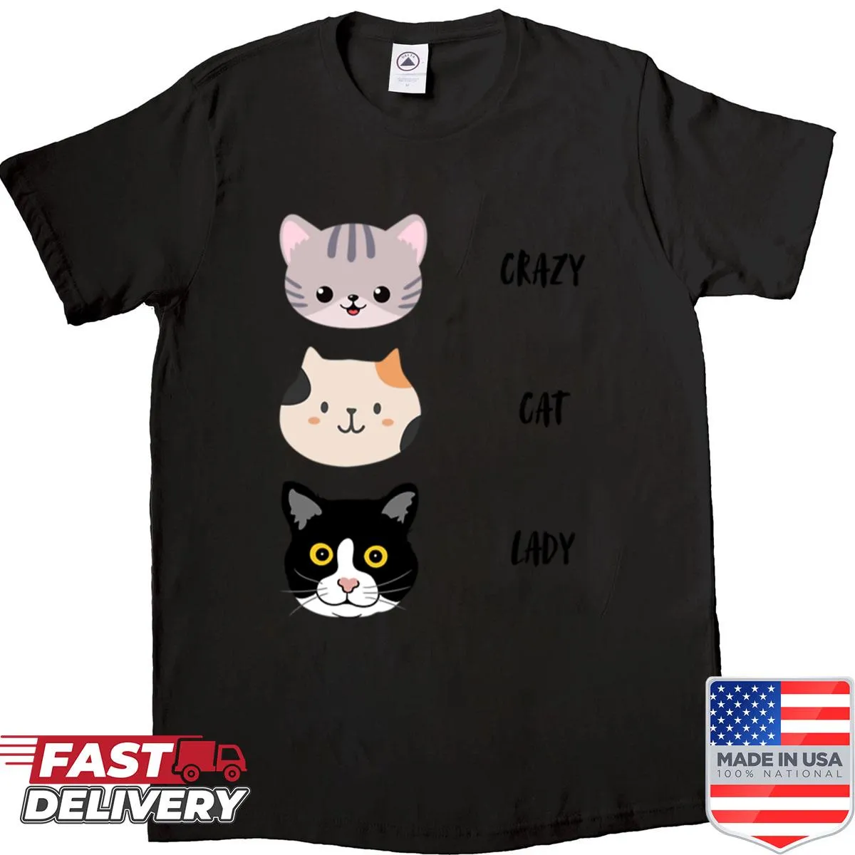 Adorable cartoon cat faces graphic on a fun oversized shirt