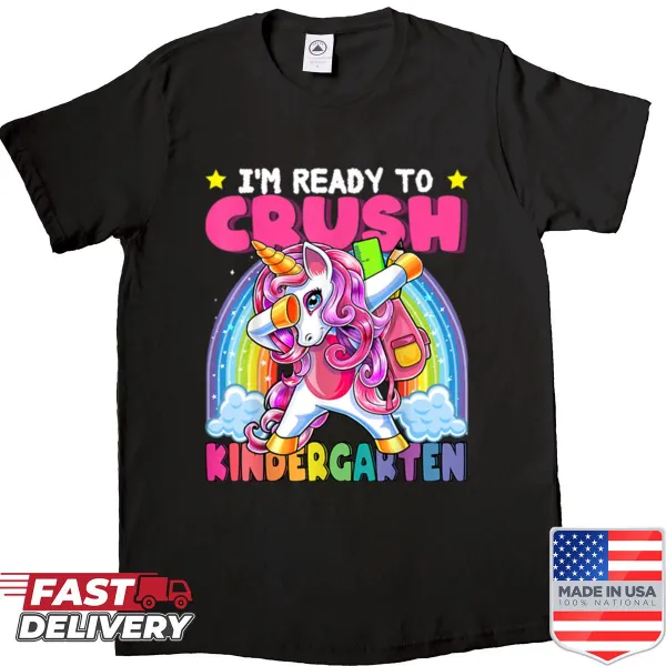 Cute t-shirt featuring a dabbing unicorn illustration for kids
