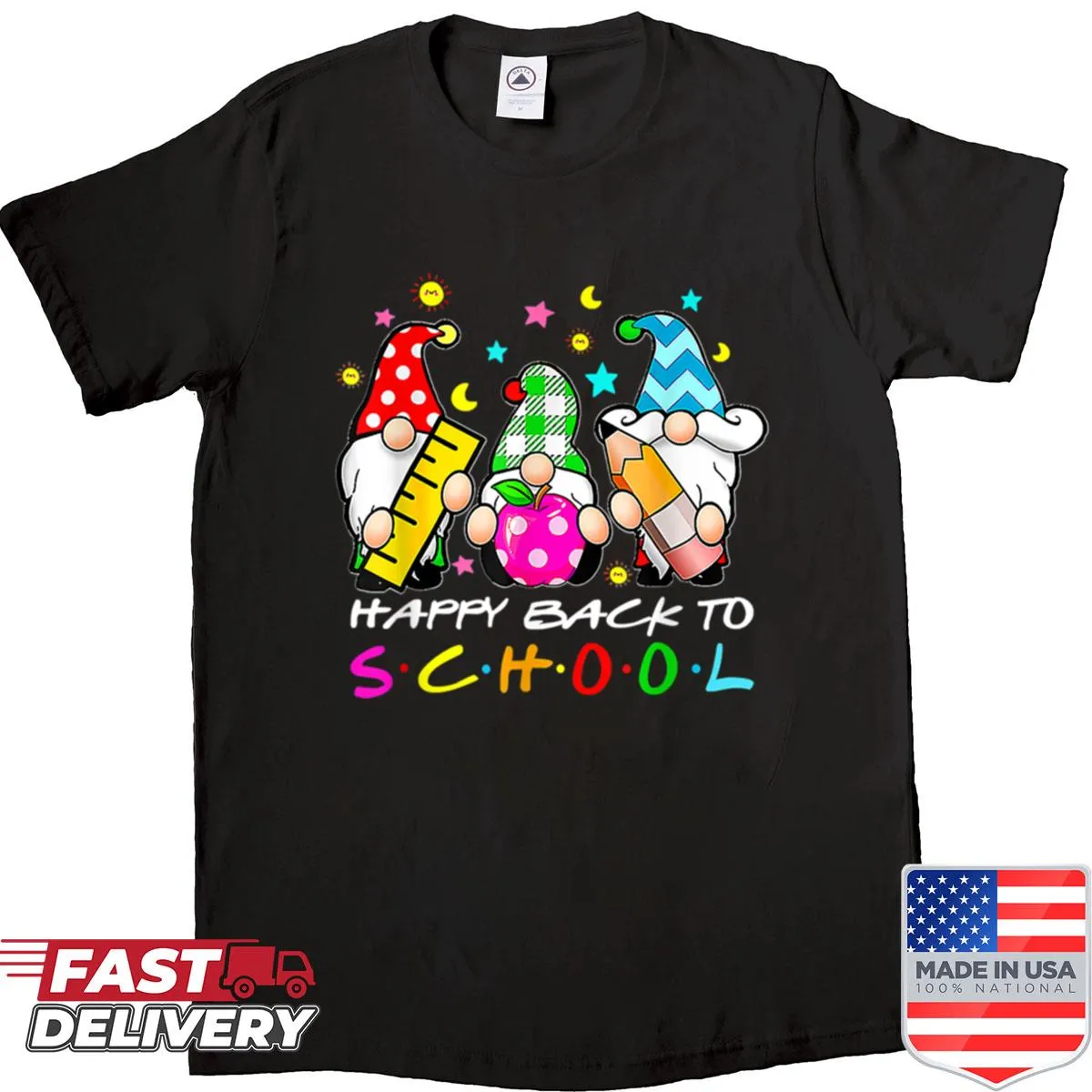 Cute cartoon gnomes design celebrating back to school