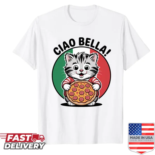 Adorable kitten graphic on a shirt, cute design