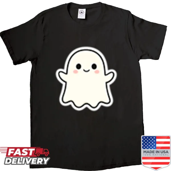 Kawaii ghost design for a cute Halloween shirt for kids