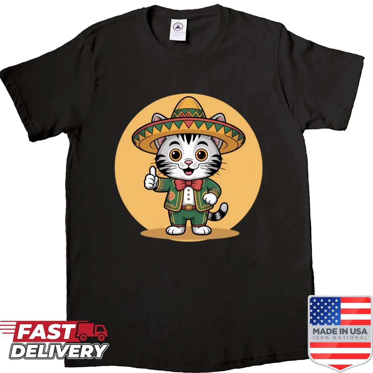 Adorable Mexican kitten graphic t-shirt for cat lovers