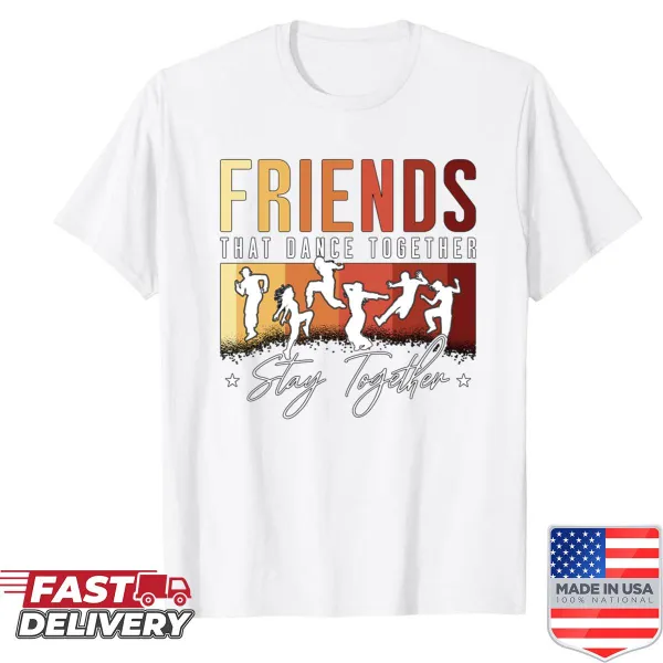 Funny dancing friends design on a t-shirt