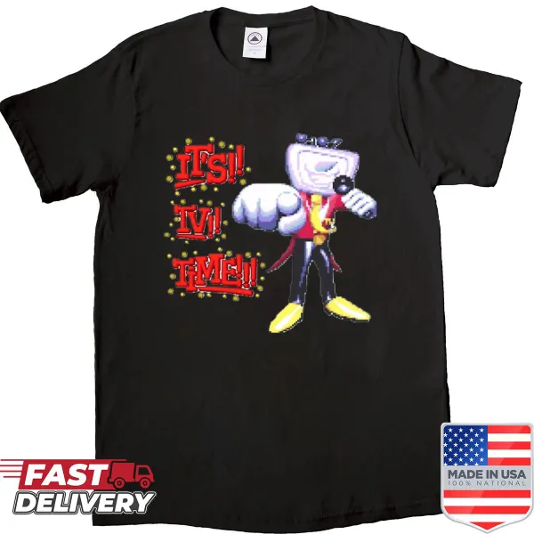 Deltarune Mr. Tenna t-shirt with 'It's TV Time' printed design