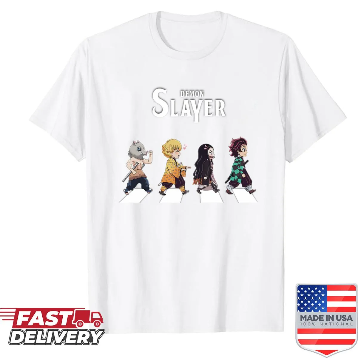 Bold text shirt celebrating gaming culture with 'Demo Slayer' print.