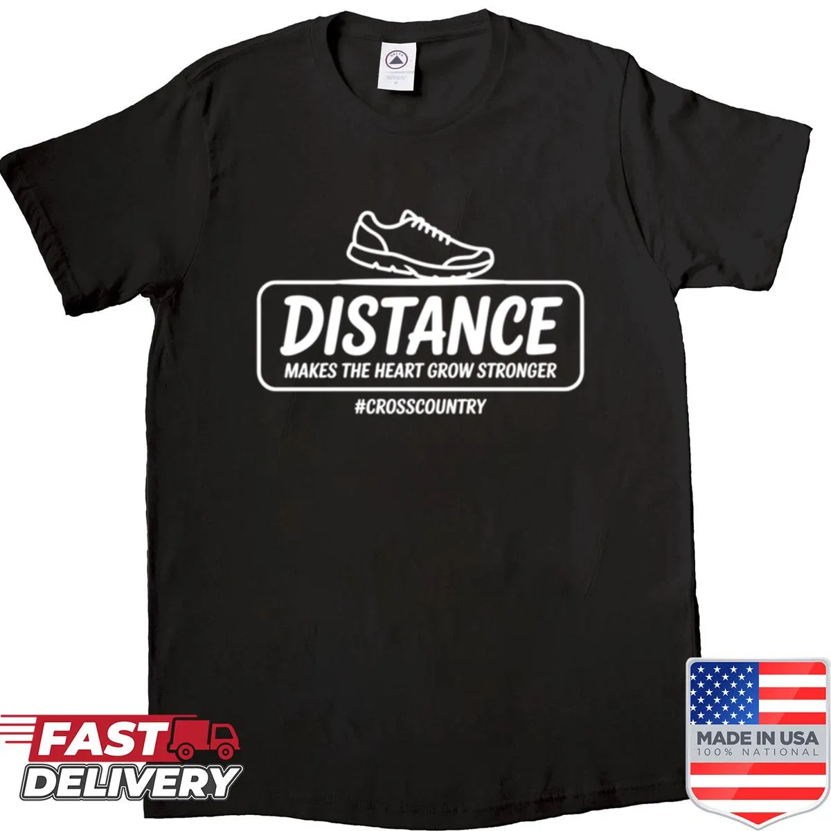 Inspirational shirt with text about distance and love