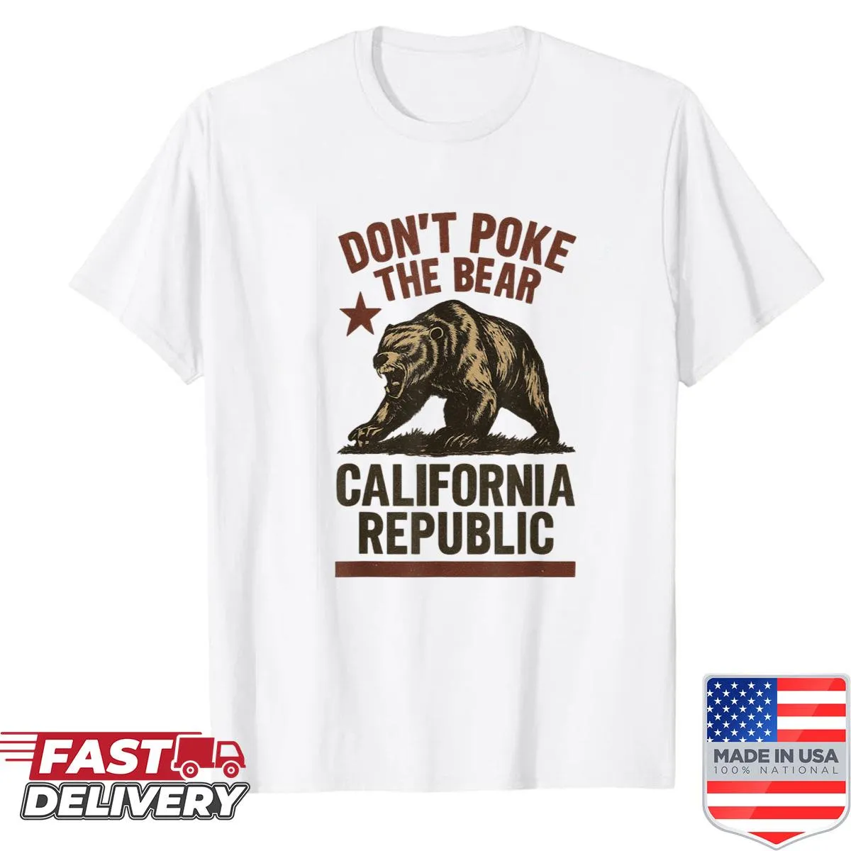 California Republic shirt with the phrase 'Don't Poke The Bear'.