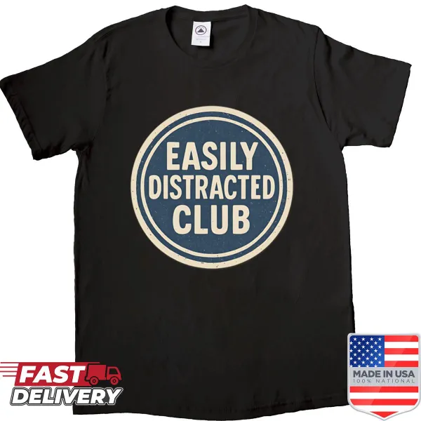 Vintage shirt with 'Easily Distracted Club' graphic