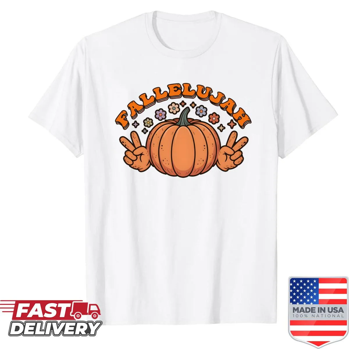 Funny fall Thanksgiving T-shirt with pumpkin graphic