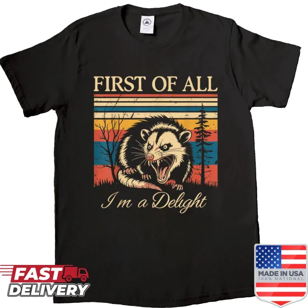 Funny t-shirt with an angry opossum and sarcastic text