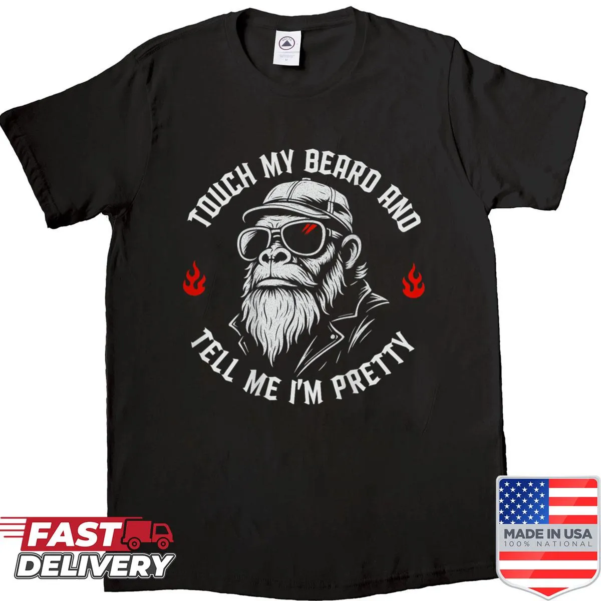 Funny monkey graphic with text about beards