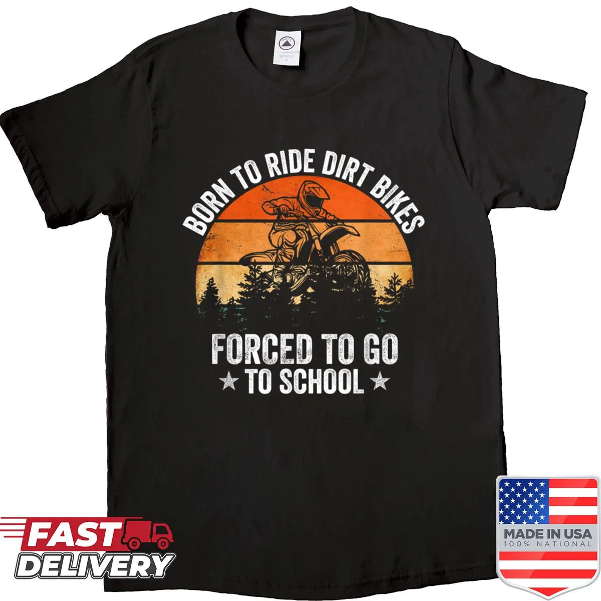 Dirt bike illustration shirt designed for young motocross enthusiasts