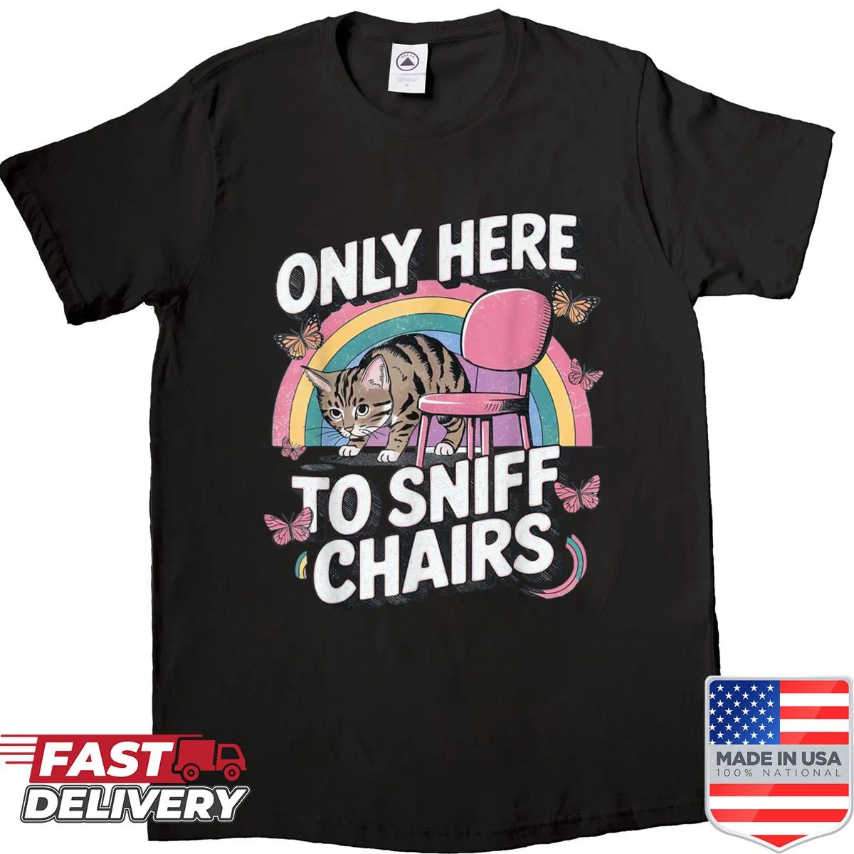 Edgy slogan T-shirt Only Here To Sniff Chair