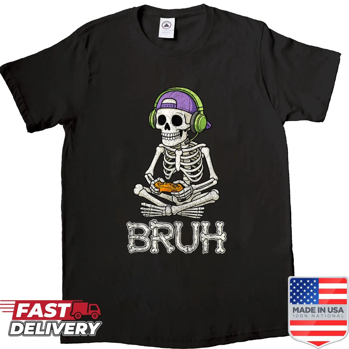 Gamer Skeleton T-shirt with humorous gaming design