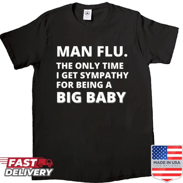 Funny shirt depicting 'man flu' humor