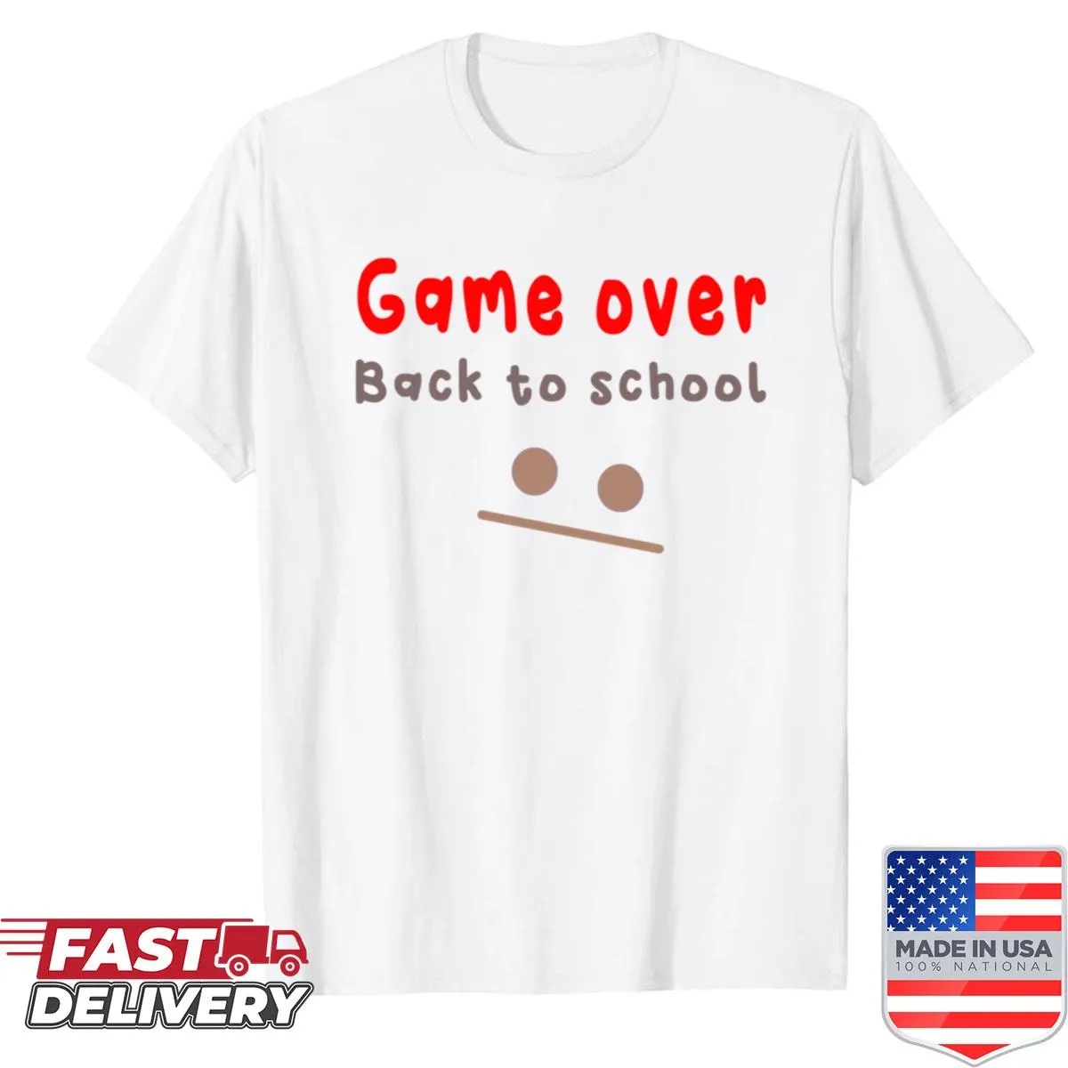 Playful shirt with 'Game Over' text for back-to-school