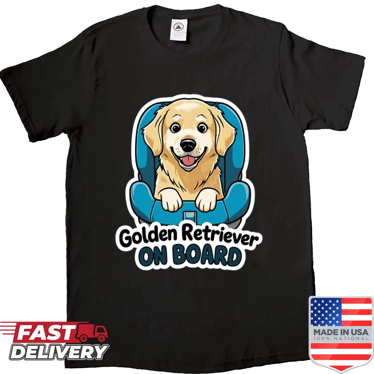 Cute dog lover shirt with a golden retriever car sign theme