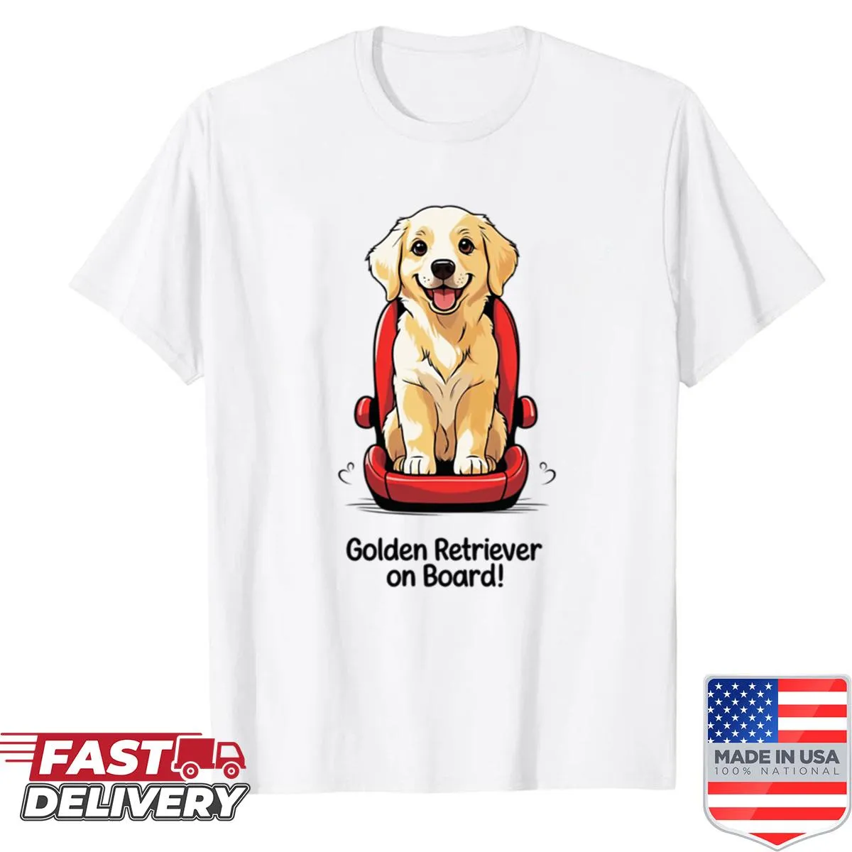 Funny dog parent t-shirt featuring a golden retriever graphic and humorous text
