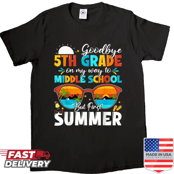 Celebratory shirt for 5th grade graduation with summer theme