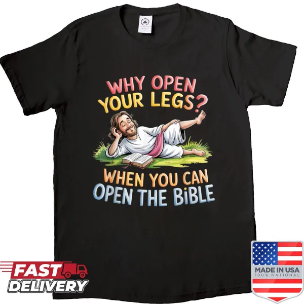 Illustrated shirt with a playful Bible message