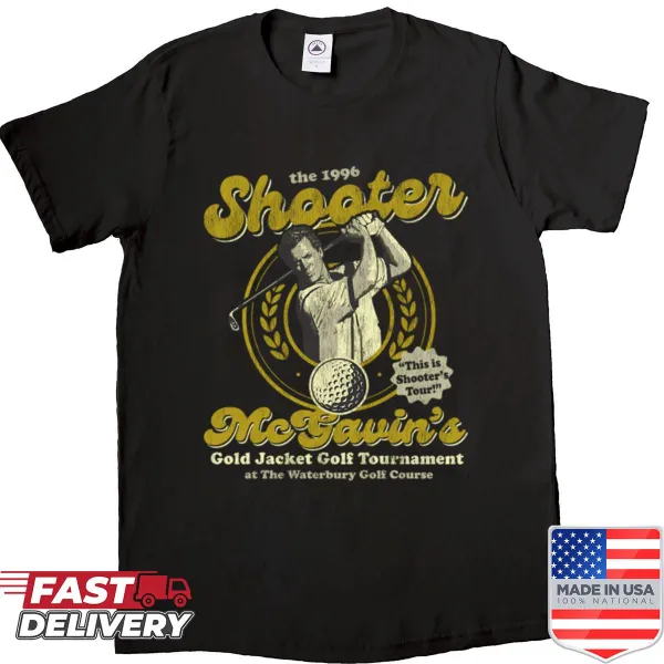 Cartoon gold jacket design inspired by Shooter McGavin from Happy Gilmore