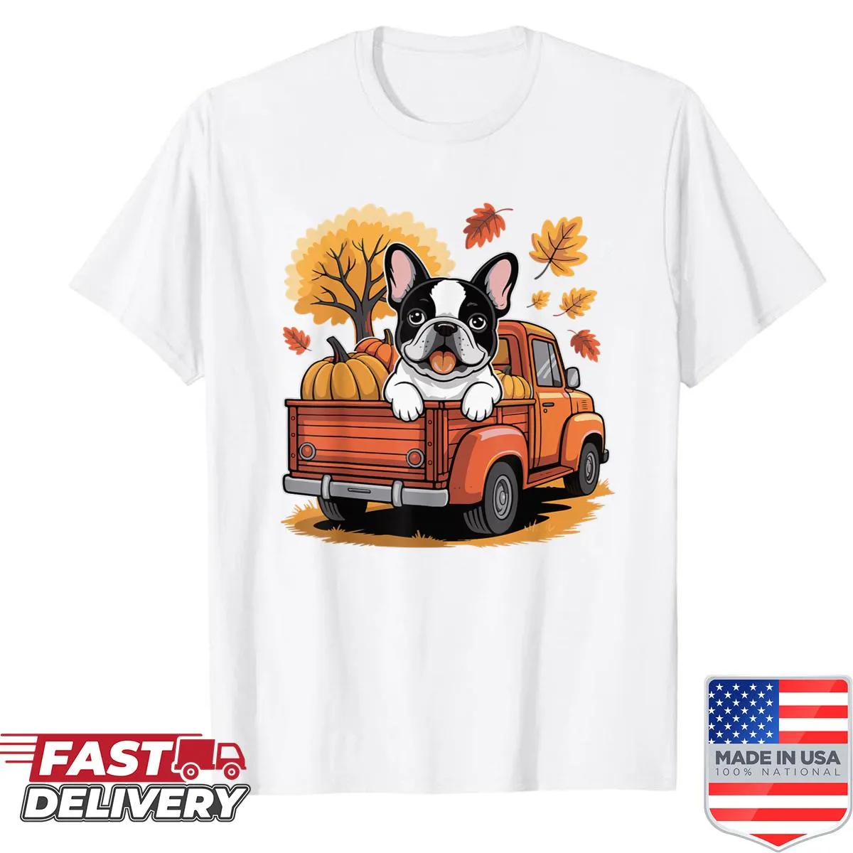 Thanksgiving shirt with a French Bulldog and pumpkin illustration